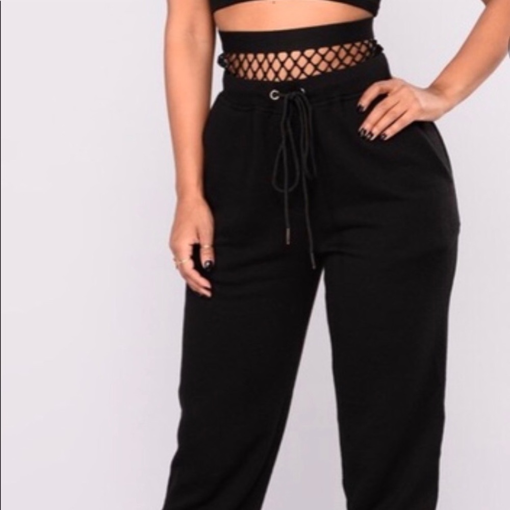 Super cute fishnet sweatpants!